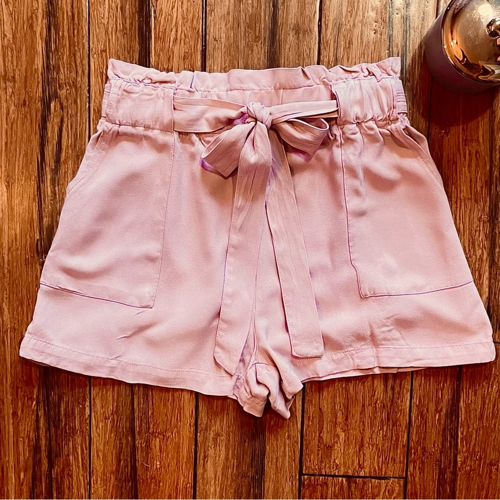 Ci Sono Pink High Waist Shorts with Tie Belt